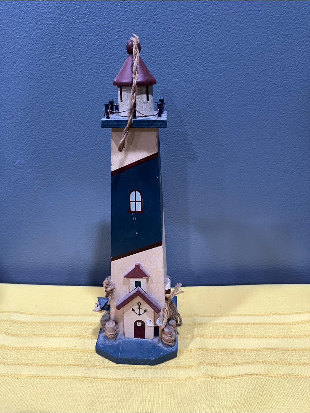 ⚓️ Rustic Wooden Lighthouse Figurine - Coastal Beach House Decor